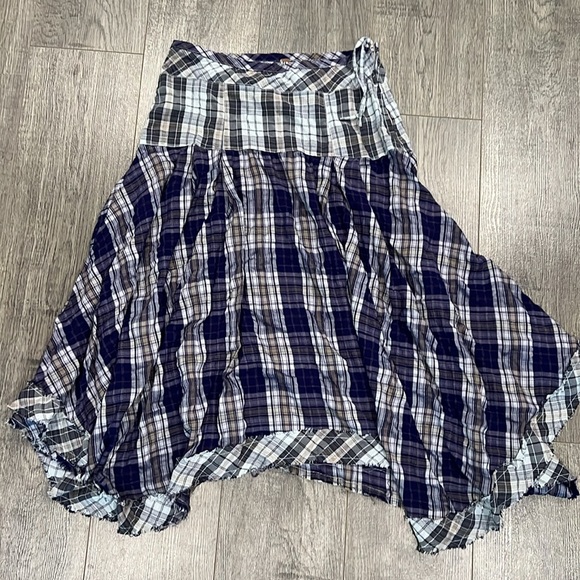 Free People Whitestone plaid midi skirt blue - Picture 3 of 7